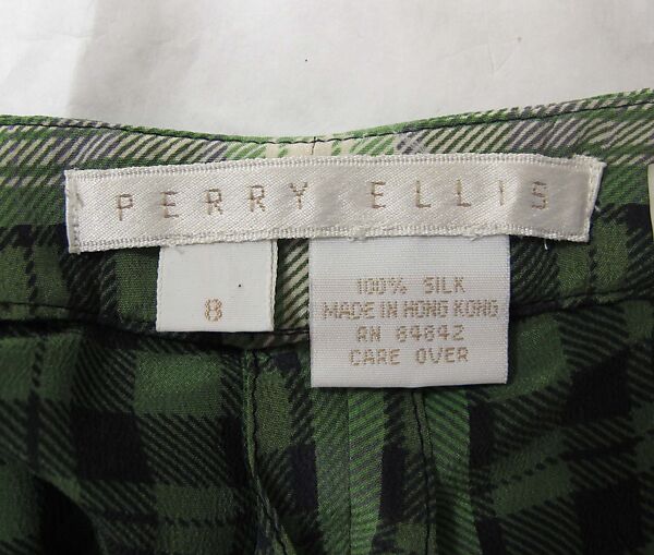 Ensemble, Perry Ellis Sportswear Inc. (American, founded 1978), silk, mother-of-pearl, metal, American