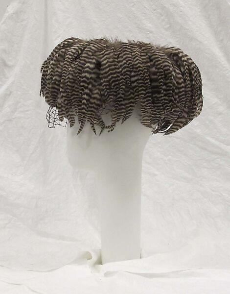 Hat, William J. (American, 1948–1962), feathers, synthetic, American