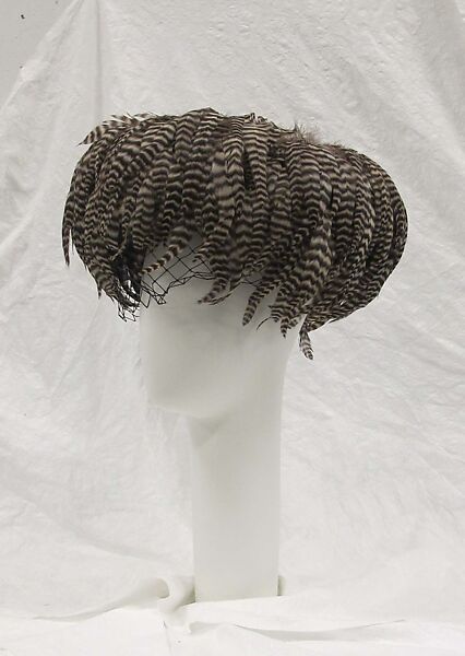 Hat, William J. (American, 1948–1962), feathers, synthetic, American