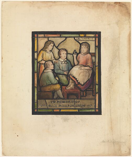 Design for window, Louis C. Tiffany (American, New York 1848–1933 New York), Watercolor, black ink, and graphite on paper mounted on board, American 