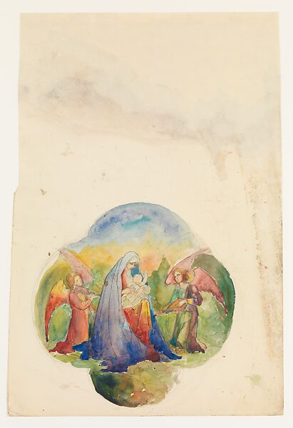 Design for quatrefoil window, Louis C. Tiffany (American, New York 1848–1933 New York), Watercolor and graphite on paper board, American 