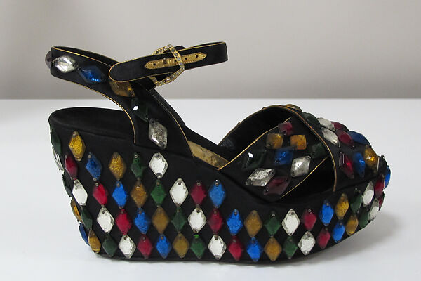 Sandals, Roger Vivier (French, 1913–1998), silk, cork, synthetic, American