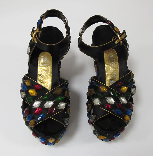 Sandals, Roger Vivier (French, 1913–1998), silk, cork, synthetic, American