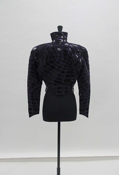 Jacket, Mugler (French, founded 1974), leather, plastic (polyurethane), silk, French