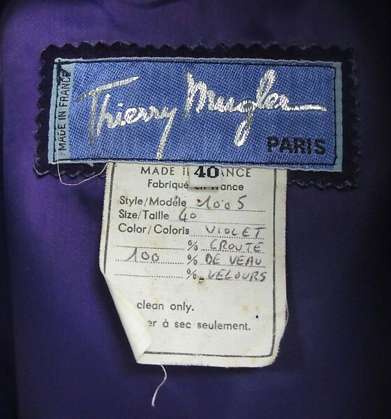 Jacket, Mugler (French, founded 1974), leather, plastic (polyurethane), silk, French