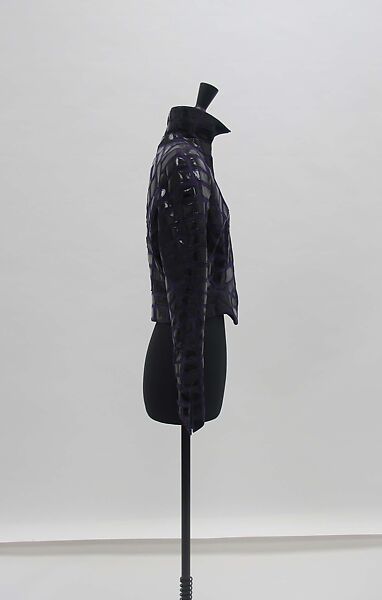 Jacket, Mugler (French, founded 1974), leather, plastic (polyurethane), silk, French