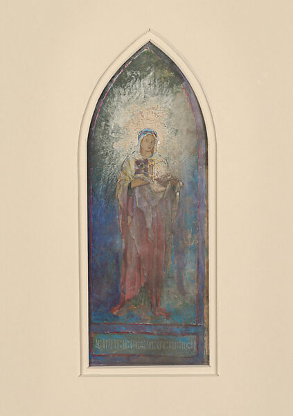 Design for "Angel of Faith" window, Frederick Wilson (American (born Ireland), Dublin 1858–1932 Los Angeles, California), Watercolor and gouache on paper mounted on board, American 