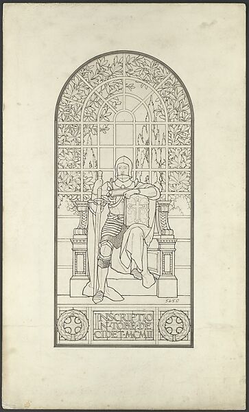 Design for a window, Louis C. Tiffany (American, New York 1848–1933 New York), Pen and black India ink, grey ink, and graphite on artist illustration board, American 