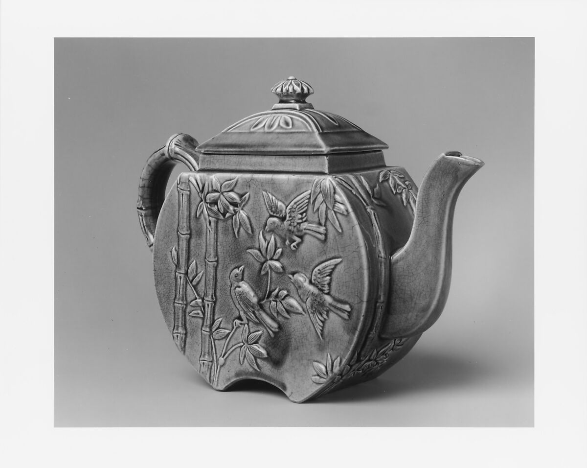 Teapot, Manufactured by Chelsea Keramic Art Works (1872–1889), Ceramic, American