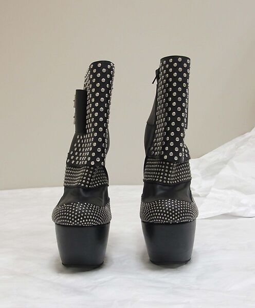 Boots, Alexander McQueen (British, founded 1992), leather, brass, British