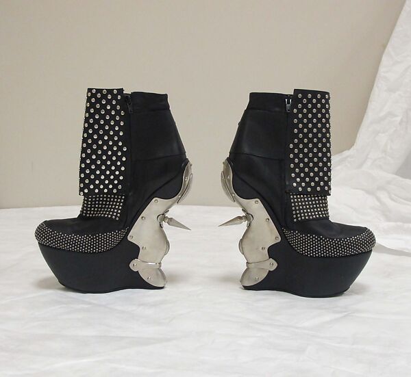 Boots, Alexander McQueen (British, founded 1992), leather, brass, British