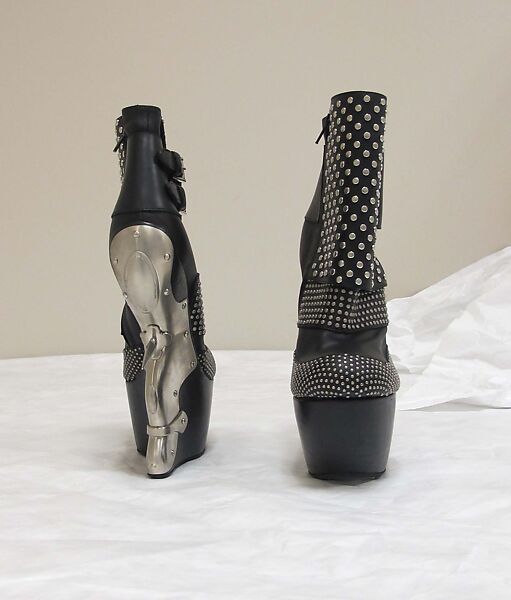 Boots, Alexander McQueen (British, founded 1992), leather, brass, British