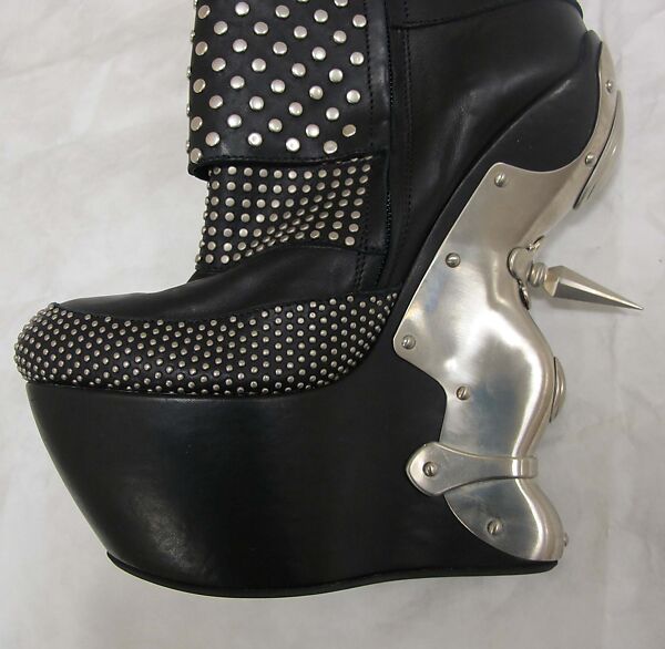 Boots, Alexander McQueen (British, founded 1992), leather, brass, British