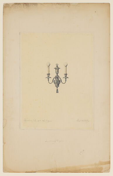 Design for sconce, Louis C. Tiffany (American, New York 1848–1933 New York), Crayon and graphite on tissue mounted on board., American
