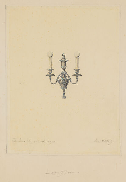 Design for sconce, Louis C. Tiffany (American, New York 1848–1933 New York), Crayon and graphite on tissue mounted on board., American