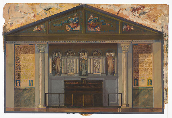 Design for church interior, Louis C. Tiffany (American, New York 1848–1933 New York), Watercolor on paper, American