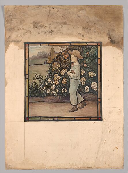 Design for window, Louis C. Tiffany (American, New York 1848–1933 New York), Watercolor on paper, American 