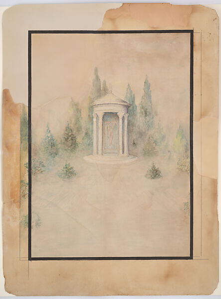 Suggestion for a Memorial, Louis C. Tiffany (American, New York 1848–1933 New York), Watercolor, gouache, graphite, and black ink on paper
mounted on board, American 