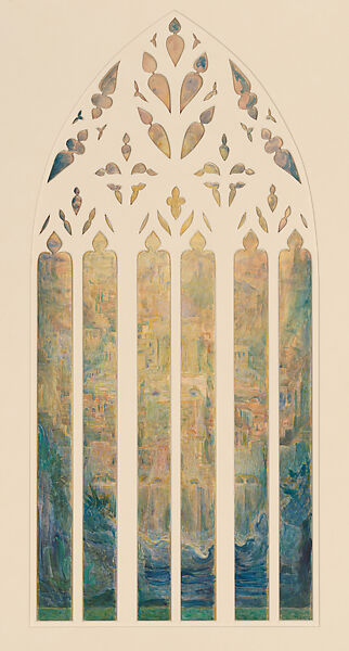 Design for window, Louis C. Tiffany (American, New York 1848–1933 New York), Watercolor, gouache, and graphite on artist board with original mat (removed during treatment), American 