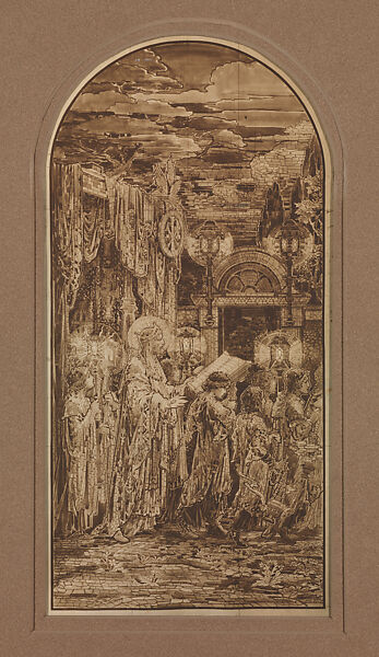Photograph of design for single mosaic panel for "Te Deum Laudamus" triptych, Frederick Wilson  American, born Ireland, Photograph, American