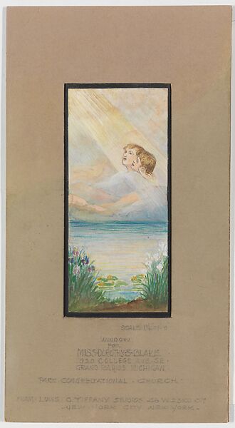 Window for Miss Dorothy S. Blake, 320 College Ave S.E., Park Congregational Church, Grand Rapids, Michigan, Louis C. Tiffany (American, New York 1848–1933 New York), Watercolor, and gouache on paper mounted on board in original mat., American 