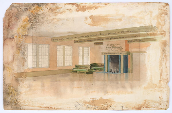 Design for reception hall, Louis C. Tiffany (American, New York 1848–1933 New York), Graphite, watercolor, and ink on paper, American