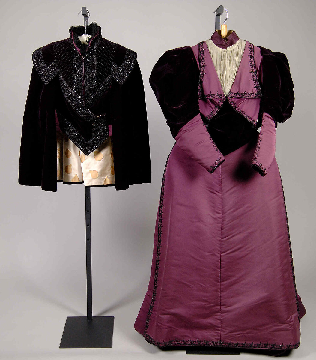 Evening ensemble, House of Worth (French, 1858–1956), Silk, jet, French 