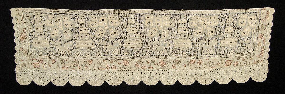 Bed curtain border, Linen, Russian 