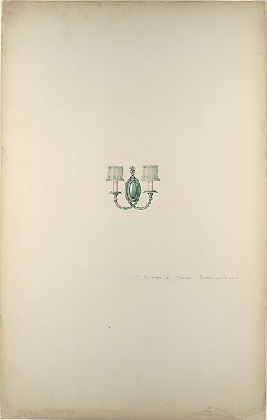 Design for wall fixture, Louis C. Tiffany (American, New York 1848–1933 New York), Watercolor, gouache, and graphite on off-white lightweight board, American 