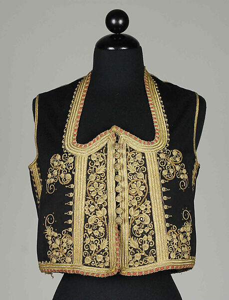 Jacket, Wool, cotton, metallic, beads, probably Albanian 