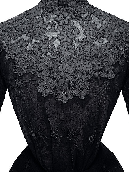 Mourning dress, silk/wool, silk, American