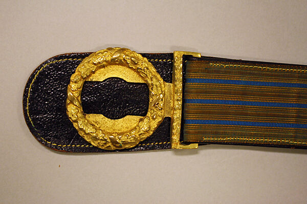 Military belt, Ridabock &amp; Company, Leather, silk, metallic, American