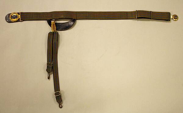 Military belt, Ridabock &amp; Company, Leather, silk, metallic, American