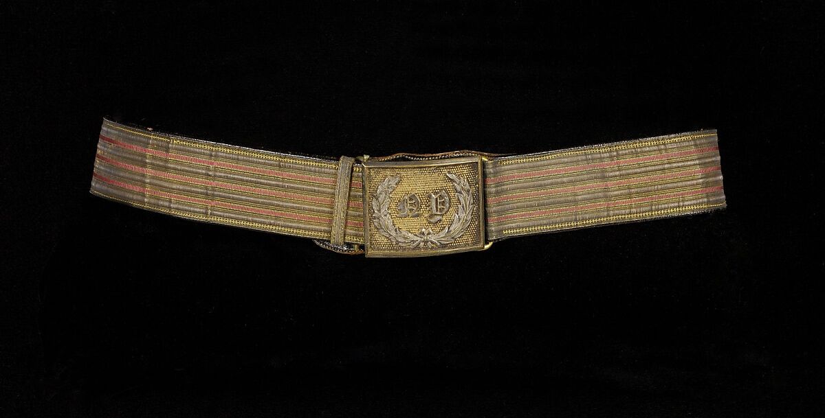 Military belt, Leather, metallic, silk, metal, American 