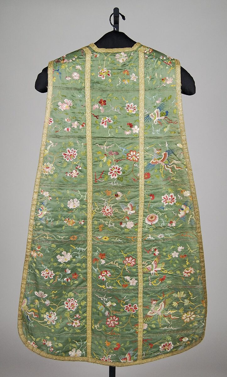 Chasuble, Silk, metallic, probably Chinese 