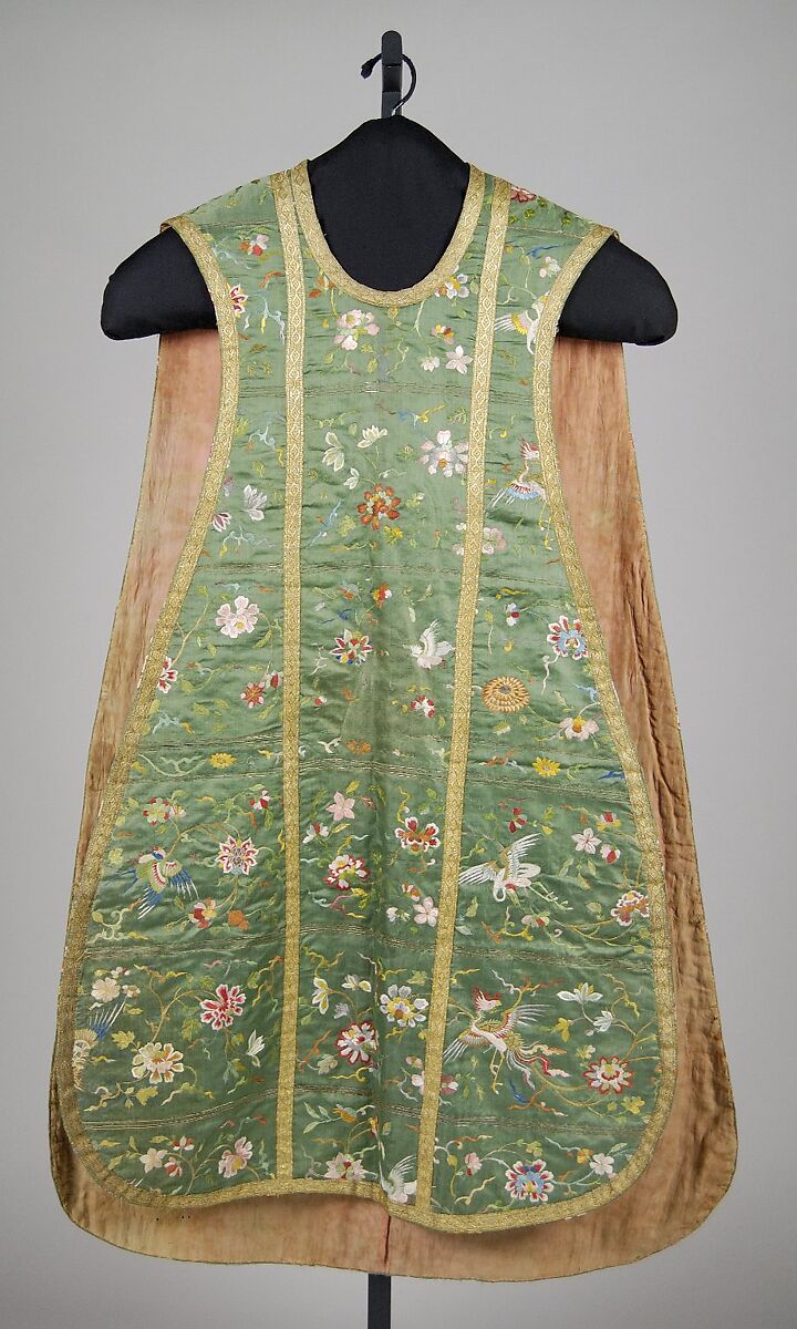 Chasuble, Silk, metallic, probably Chinese