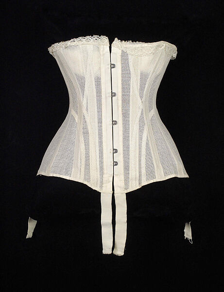 Corset, Cotton, metal, bone, silk, elastic, American 