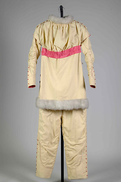 Skating suit, Wool, silk, feathers, American 