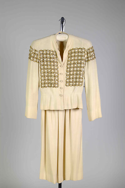 Dinner suit, Madame Eta Hentz (American, born Hungary, 1895–1986), Synthetic, sequins, metallic, American 