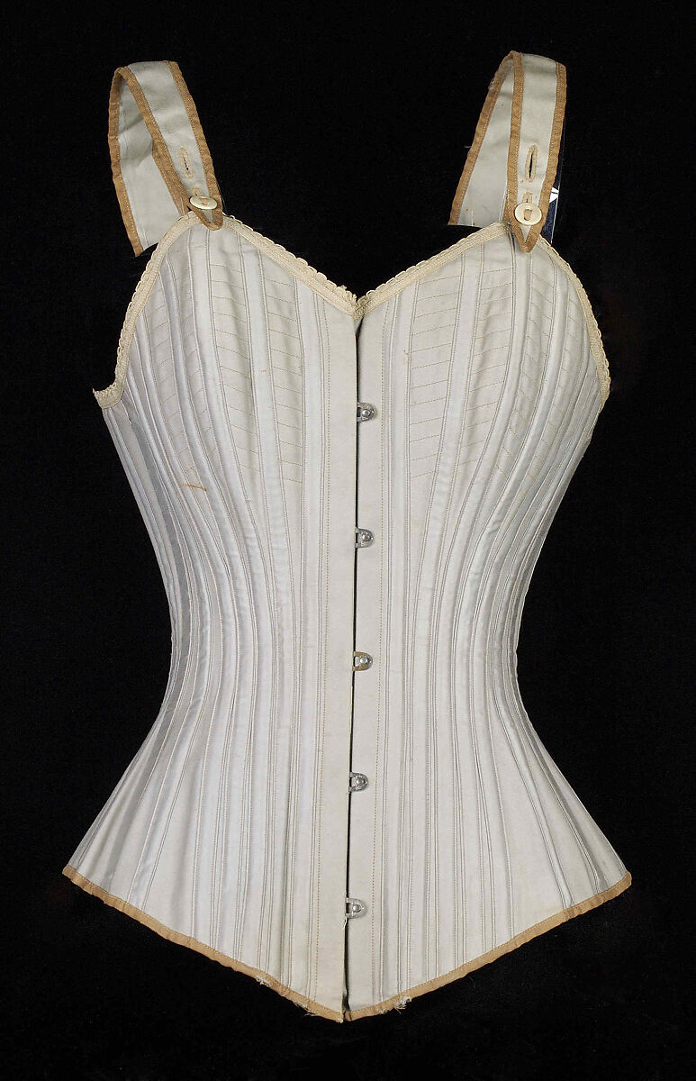 Corset, Worcester Corset Company (American, 1872–1901), Cotton, bone, American 