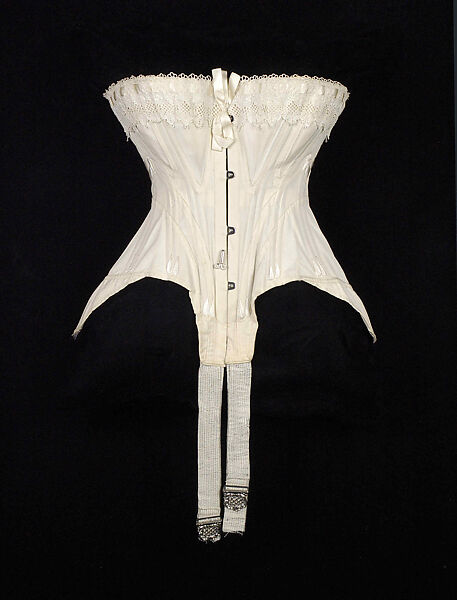 Corset, Sapphire, Cotton, metal, bone, silk, American 