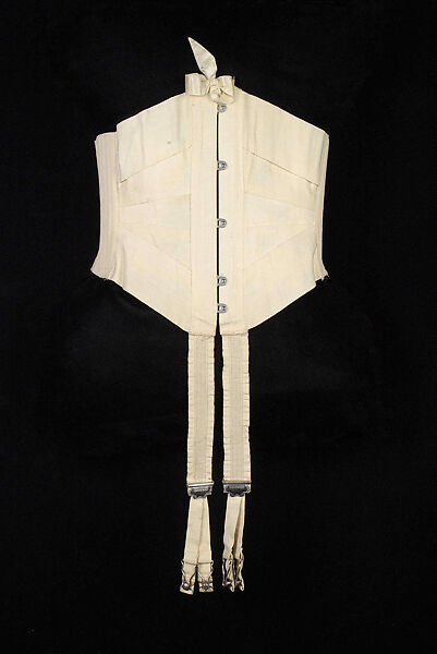 Waist cincher, Possibly Royal Worcester Corset Company (American, 1861–1950), Cotton, metal, silk, bone, American 