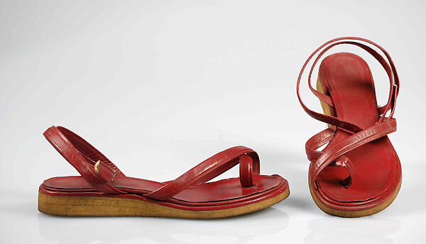 Sandals, Carolyn Schnurer (American, born New York, 1908–1998 Palm Beach, Florida), Leather, rubber, American 
