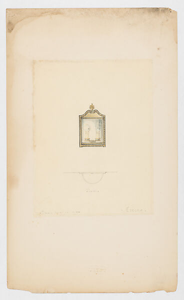 Design for sconce, Louis C. Tiffany (American, New York 1848–1933 New York), Pen and ink drawing on tissue paper mounted on board, American 