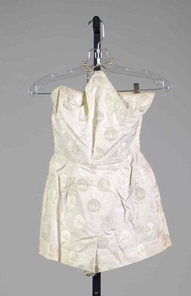 Bathing suit, Carolyn Schnurer (American, born New York, 1908–1998 Palm Beach, Florida), Cotton, faux pearls, American 