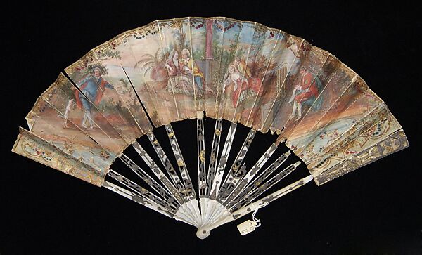Fan, Mother-of-pearl, paper, metallic, glass, French 