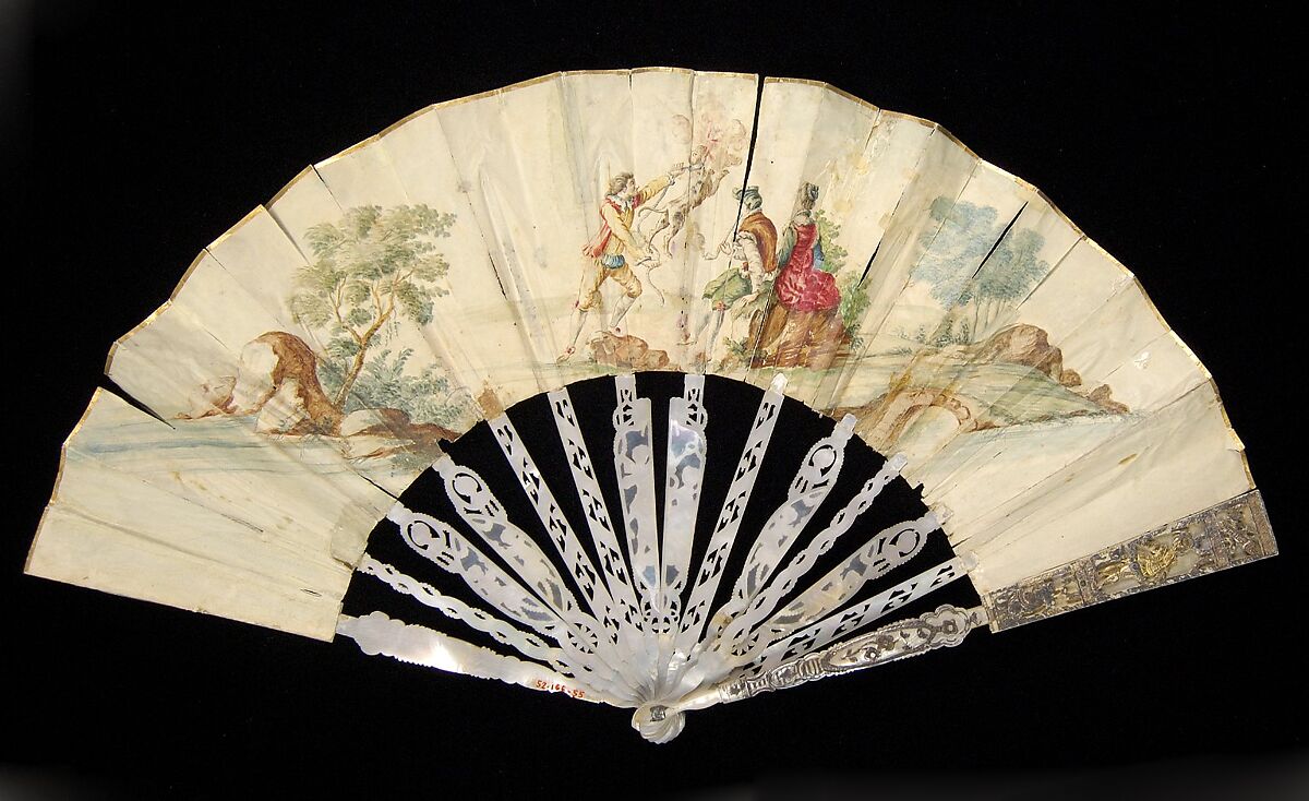 Fan, Mother-of-pearl, metallic, paper, French