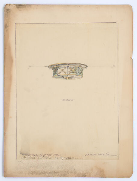 Design for ceiling fixture, Louis C. Tiffany (American, New York 1848–1933 New York), Graphite and colored pencil drawing on tissue paper mounted on board., American 