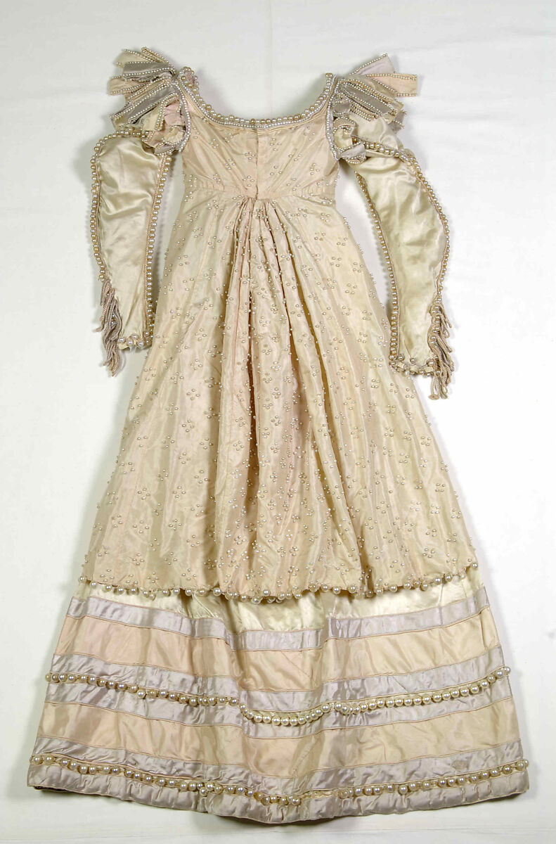 Evening dress, Silk, glass, synthetic, probably French