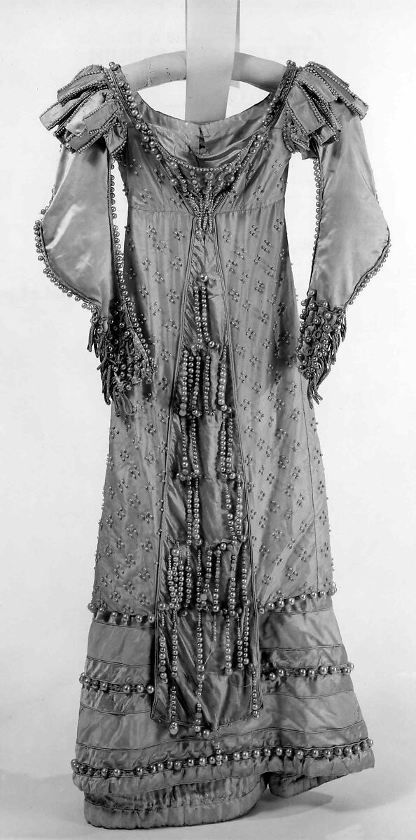 Evening dress, Silk, glass, synthetic, probably French